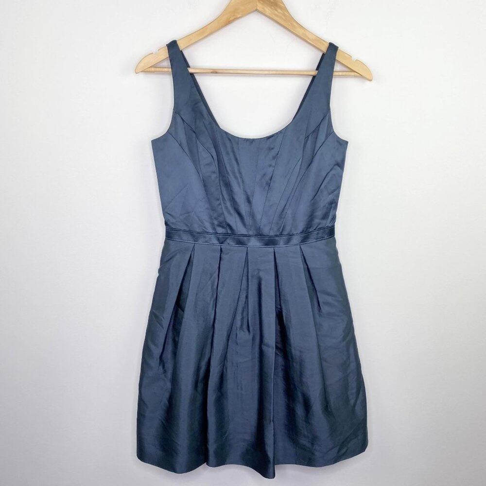 Adrianna Papell Boutique Navy Blue Silk Blend Mini Dress Womens 8 Fit & Flare